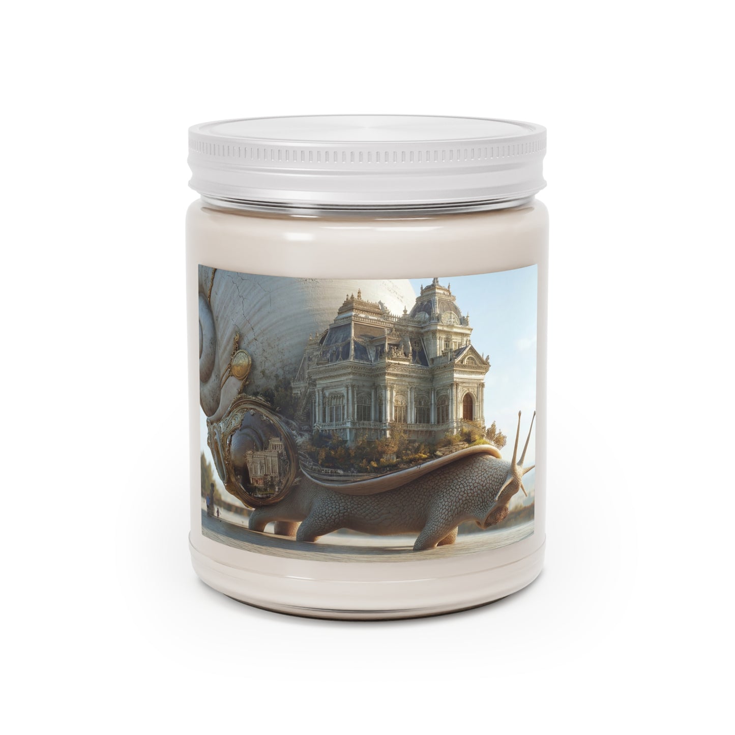 Grand Palace Snail Scented Soy Candles with White Lid, 9oz – Slow-Moving Renaissance Dreamscape