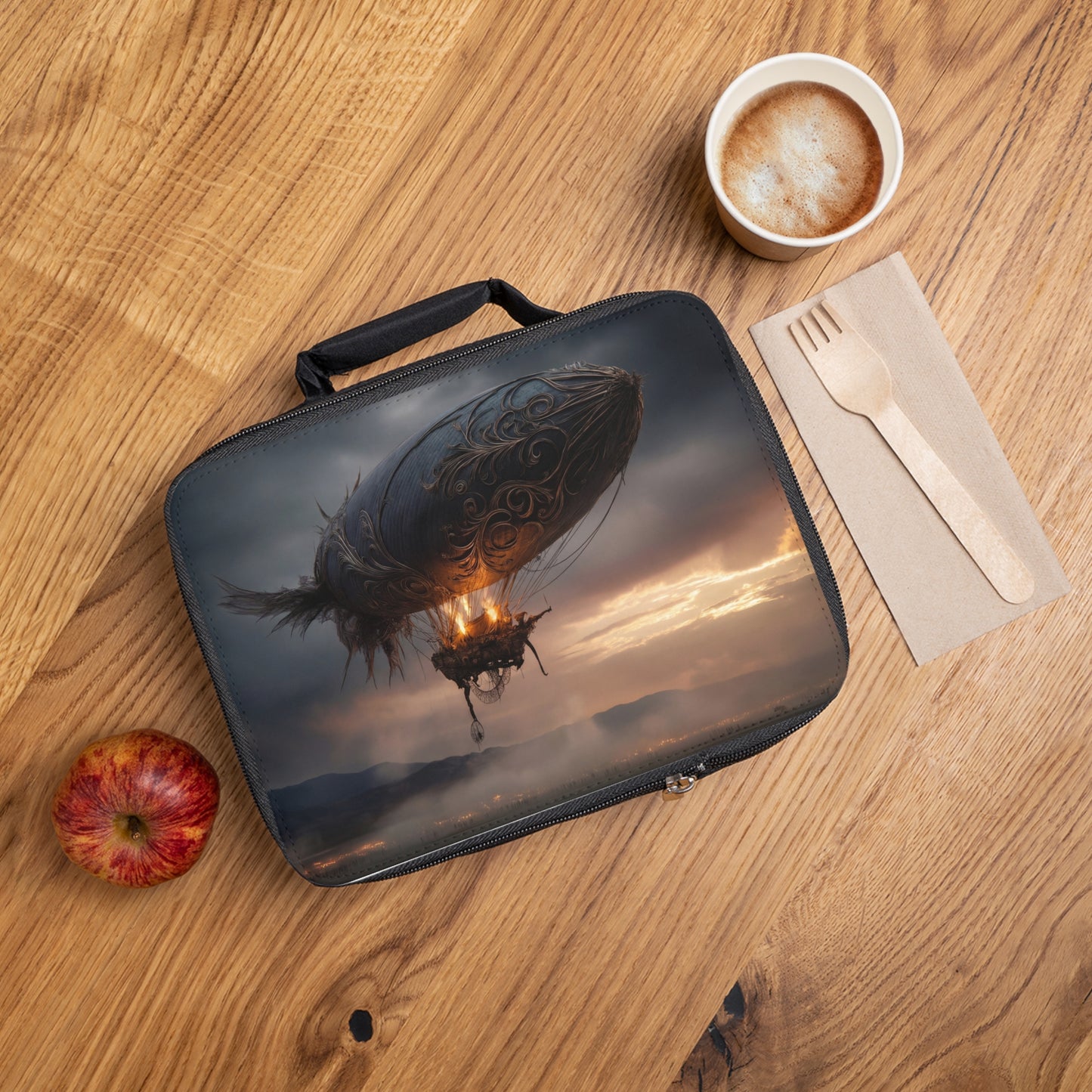 Gilded Airship Lunch Bag – Sunset Sojourn Through Stormy Skies