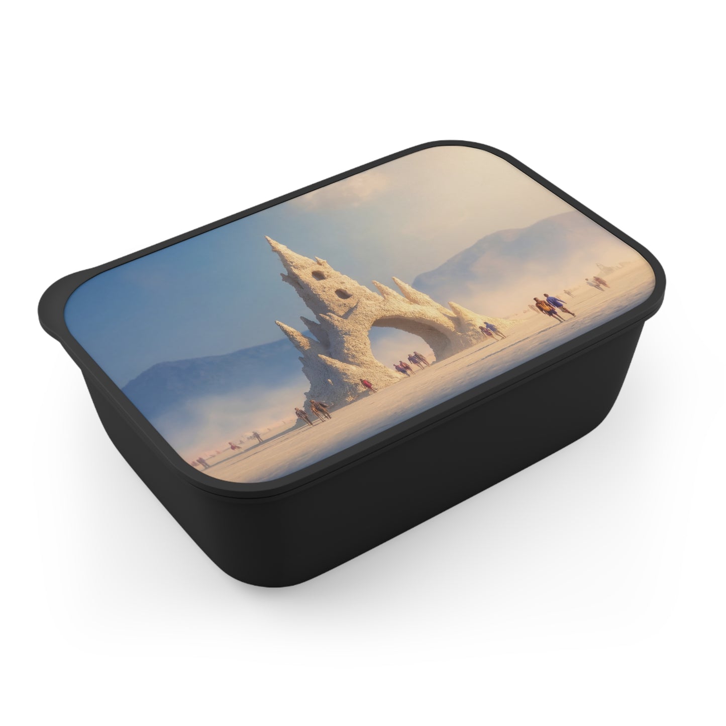 Desert Cathedral PLA Bento Box with Band and Utensils – Sunlit Sandscape Sanctuary