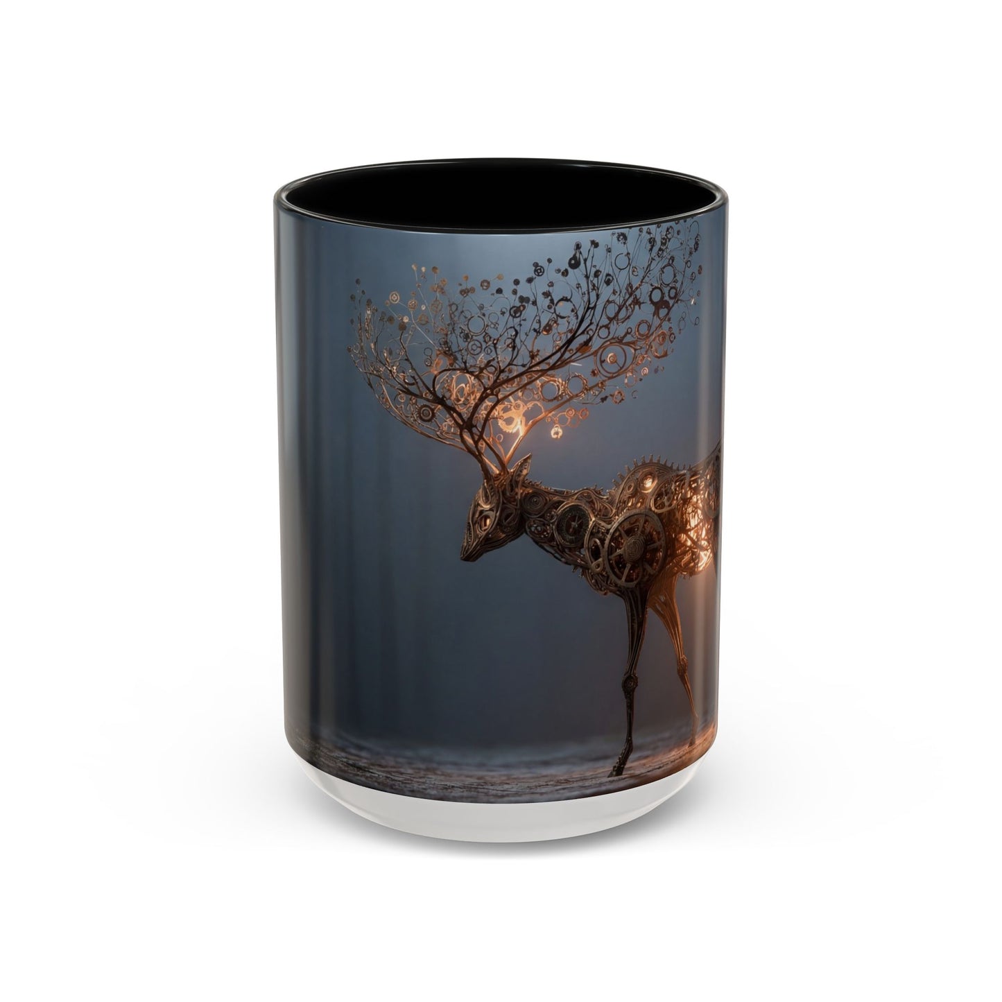 Clockwork Stag Accent Coffee Mug (11, 15oz) – Luminescent Forest Mechanism