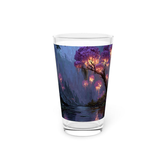 Bioluminescent Grove Pint Glass – 16oz Midnight River Serenity