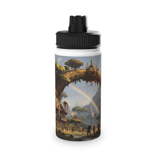 Tree Bridge Sanctuary Stainless Steel Water Bottle, Sports Lid – Where Two Rainbows Meet
