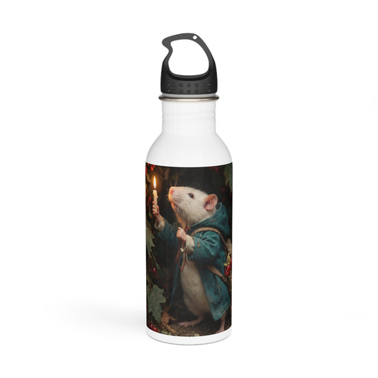 Candlelit Rat Forager Stainless Steel Water Bottle – Autumn Berry Harvest Night