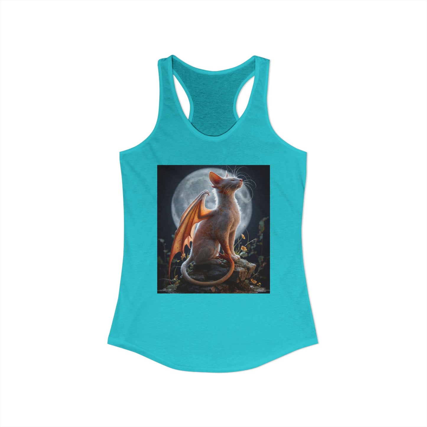 Moonlit Dragon Cat Racerback Tank – Amber Wings & Lunar Glow