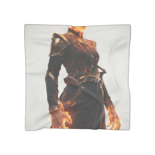 Flame-Wreathed Sentinel Poly Scarf – Ash and Ember Reverie