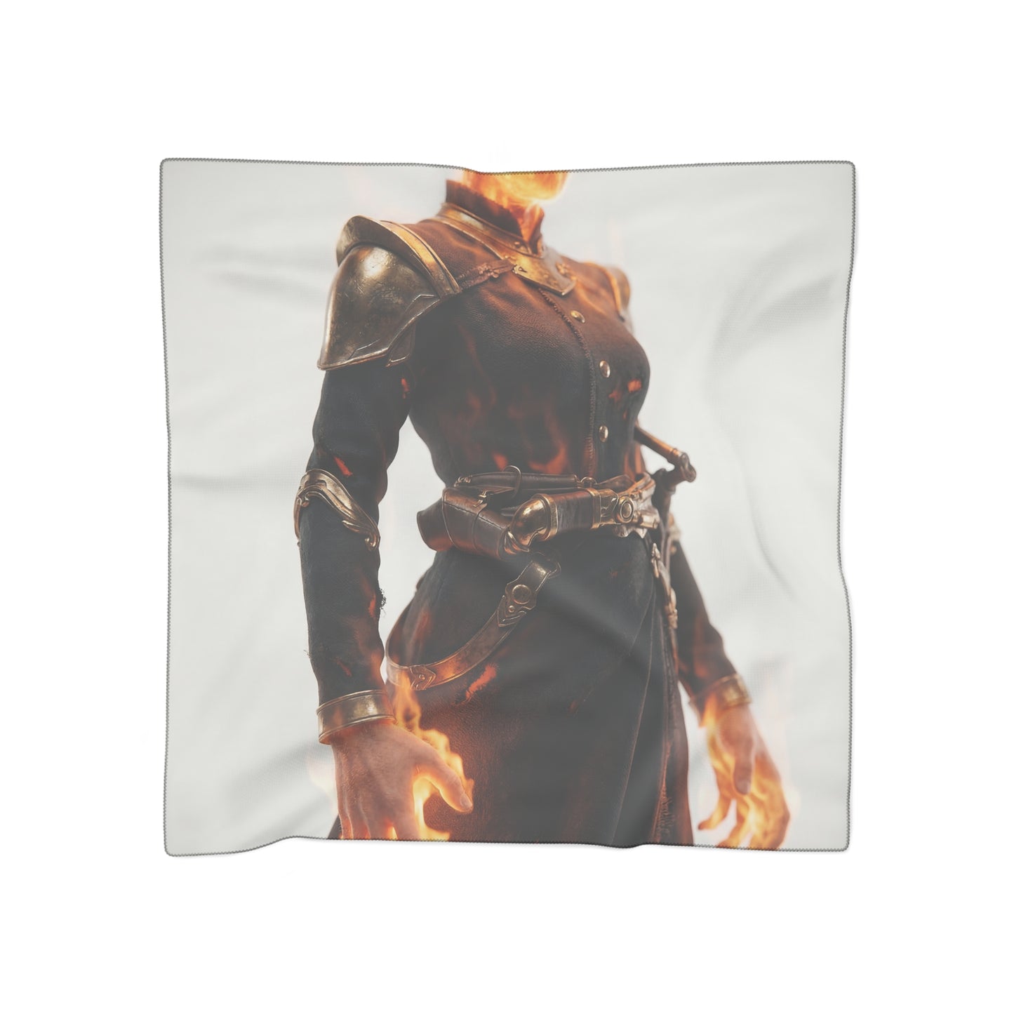 Flame-Wreathed Sentinel Poly Scarf – Ash and Ember Reverie