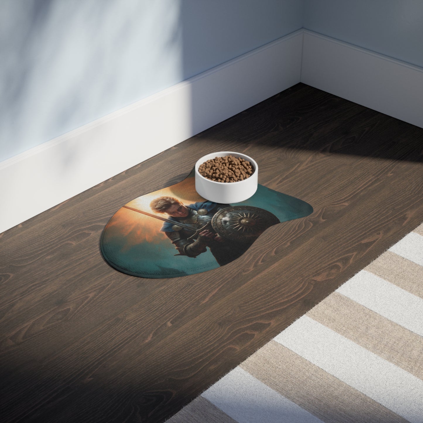 Dawn-Bringer Knight Pet Feeding Mats – Radiant Armor and Sunburst Glow