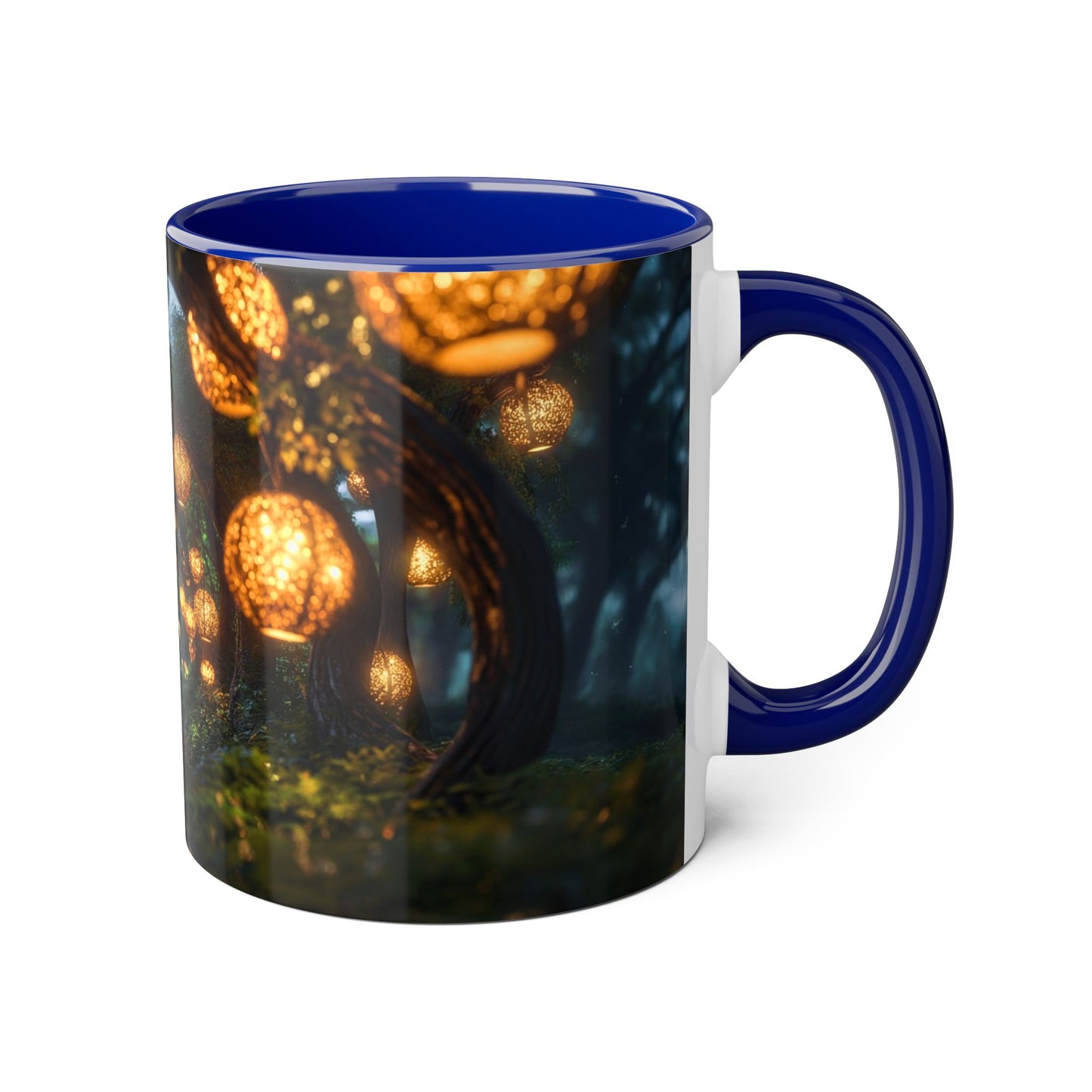 Lantern Grove Accent Mugs, 11oz – Girl Walking Through Bioluminescent Tunnel