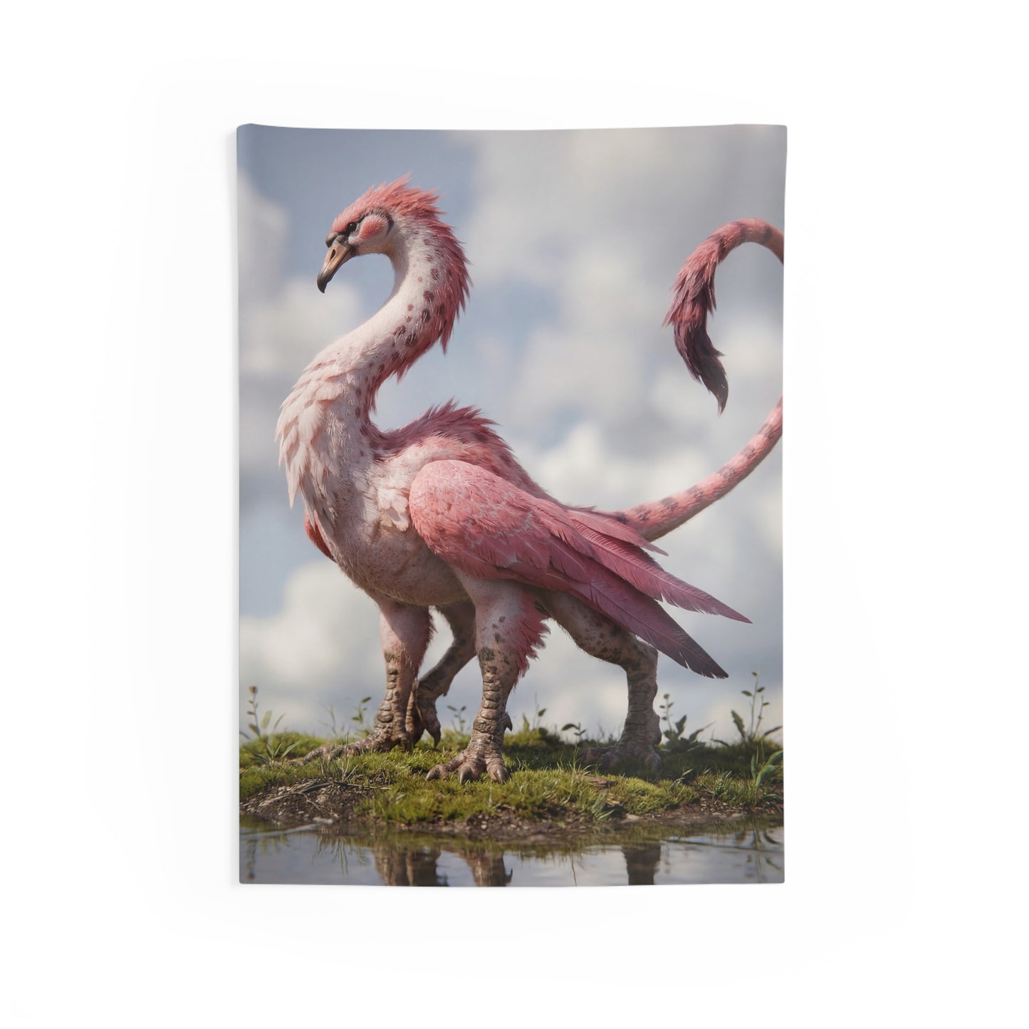 Pink Feathered Sentinel Indoor Wall Tapestries – Dawn’s Soft-Feathered Watcher