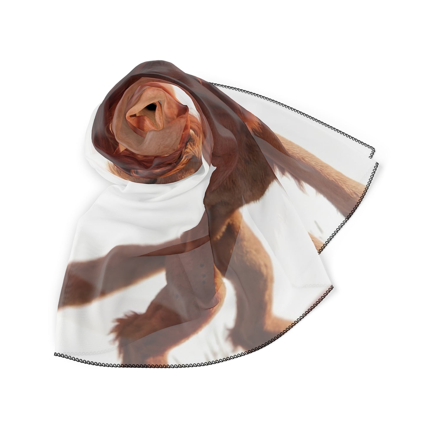 Winged Lion Sentinel Poly Scarf – Sunset Majesty in Amber Glow