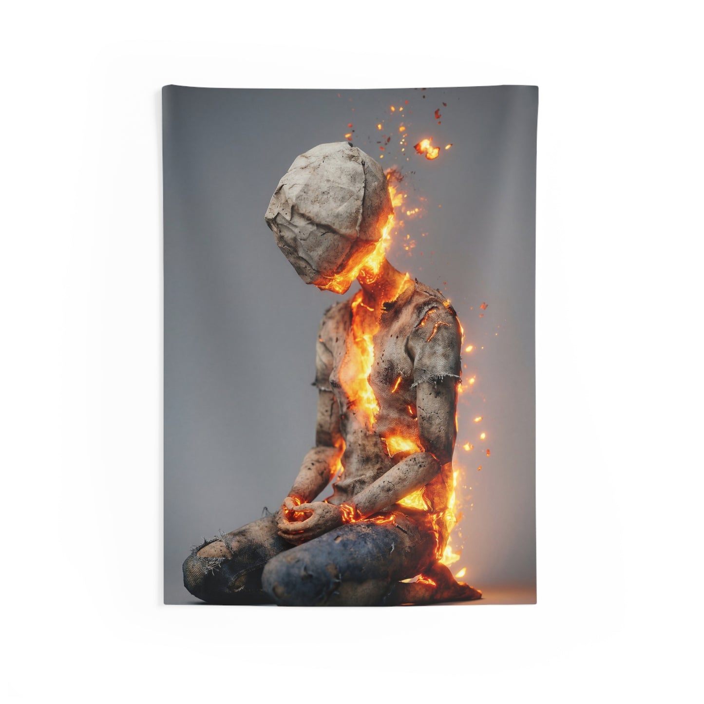 Fiery Rebirth Figure Indoor Wall Tapestries – Embers of Inner Awakening