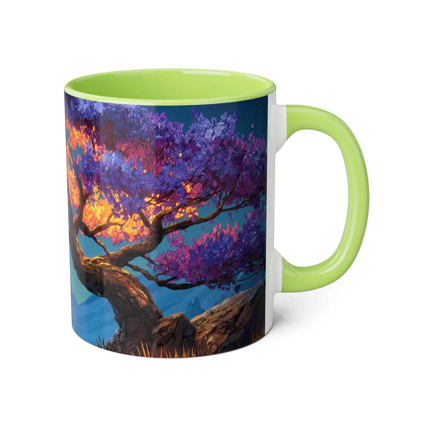 Twilight Bloom Accent Mugs, 11oz – Starlit Canopy & Golden Sunlight