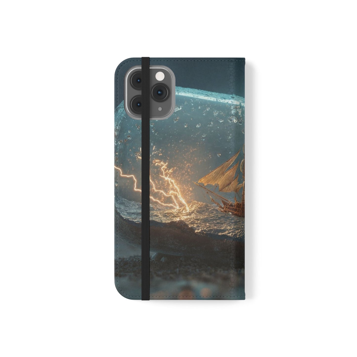Storm-Struck Galleon Flip Cases – Lightning Inside Glass Bottle