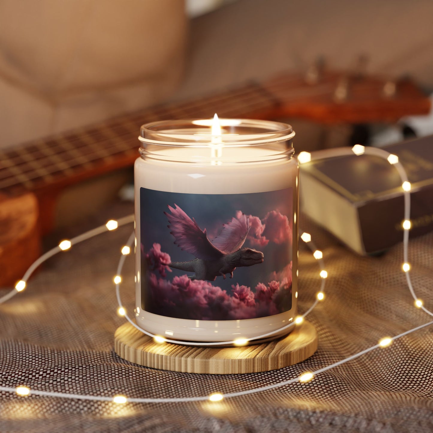 Pink Winged Dinosaur Scented Soy Candle, 9oz – Soaring Through Petal Clouds