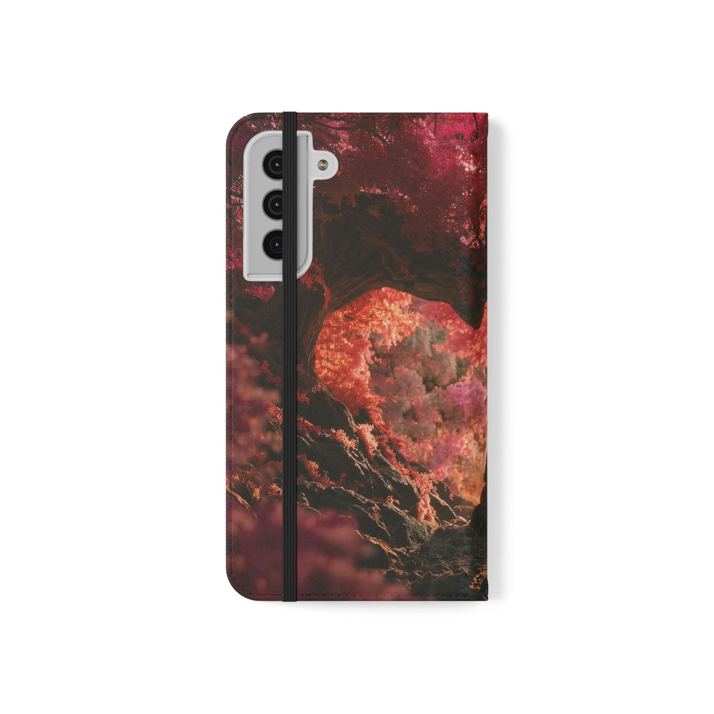 Crimson Arch Flip Cases – Heart-Shaped Canopy Romance