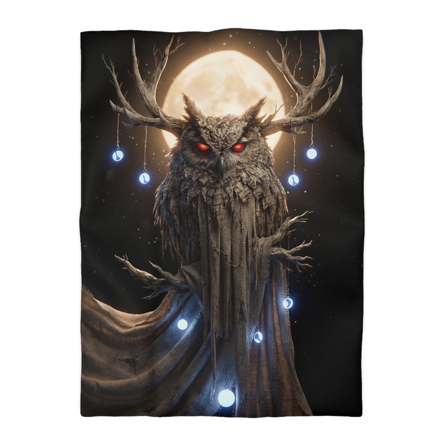 Moonlit Owl Sentinel Microfiber Duvet Cover – Watchful Wisdom Under Full Glow