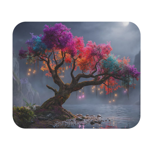 Chromatic Grove Mouse Pad (Rectangle) – Moonlit Tree of Shifting Visions