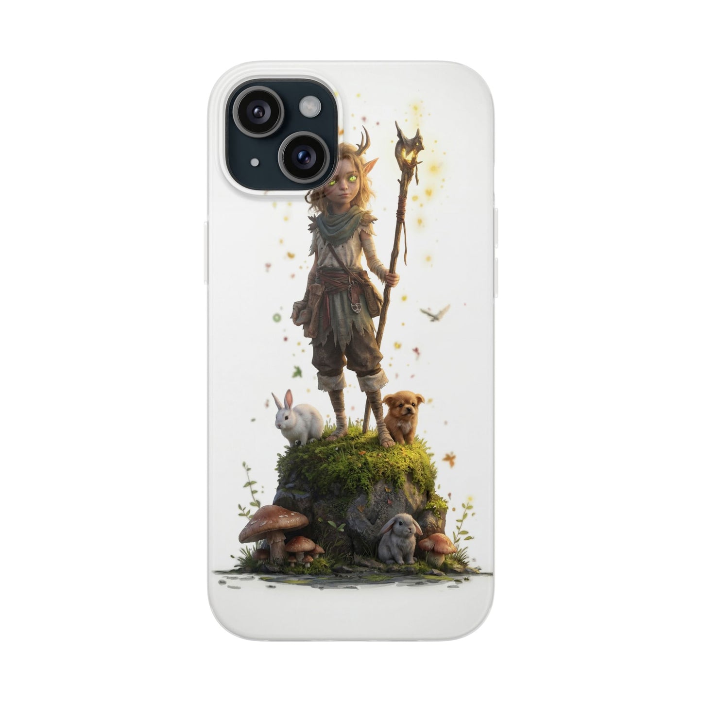 Forest Sentinel Flexi Cases – Glowing Antlered Child with Pet Companions
