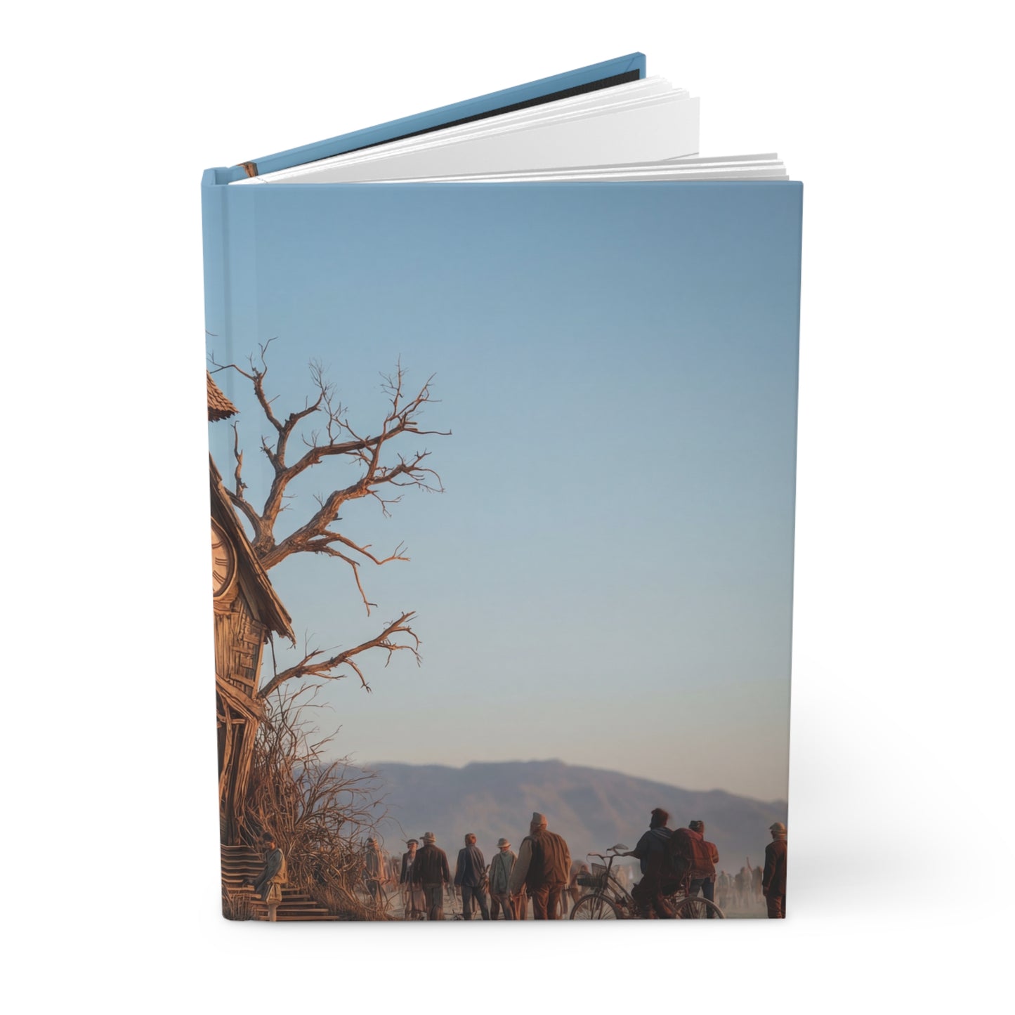 Clock Tower in the Wasteland Hardcover Journal Matte – Sun-Kissed Timekeeper in the Dunes