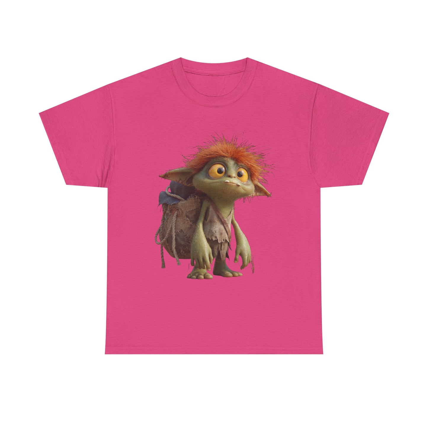 Mossy Gnome Unisex Heavy Cotton Tee – Rust-Haired Guardian with Satchel