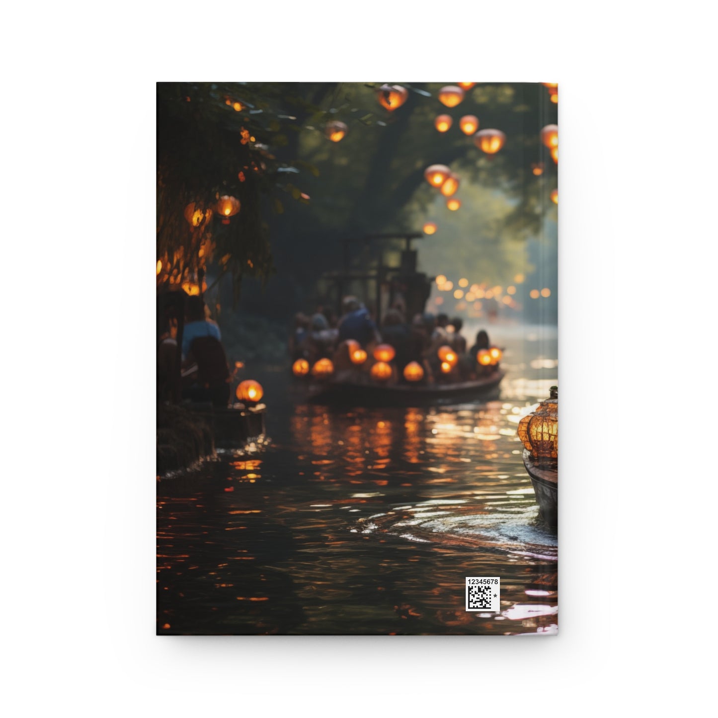 Lantern River Journey Hardcover Journal Matte – Golden Glow Through Whispering Canopy