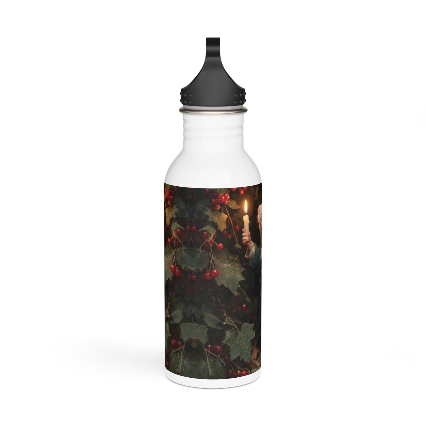 Candlelit Rat Forager Stainless Steel Water Bottle – Autumn Berry Harvest Night