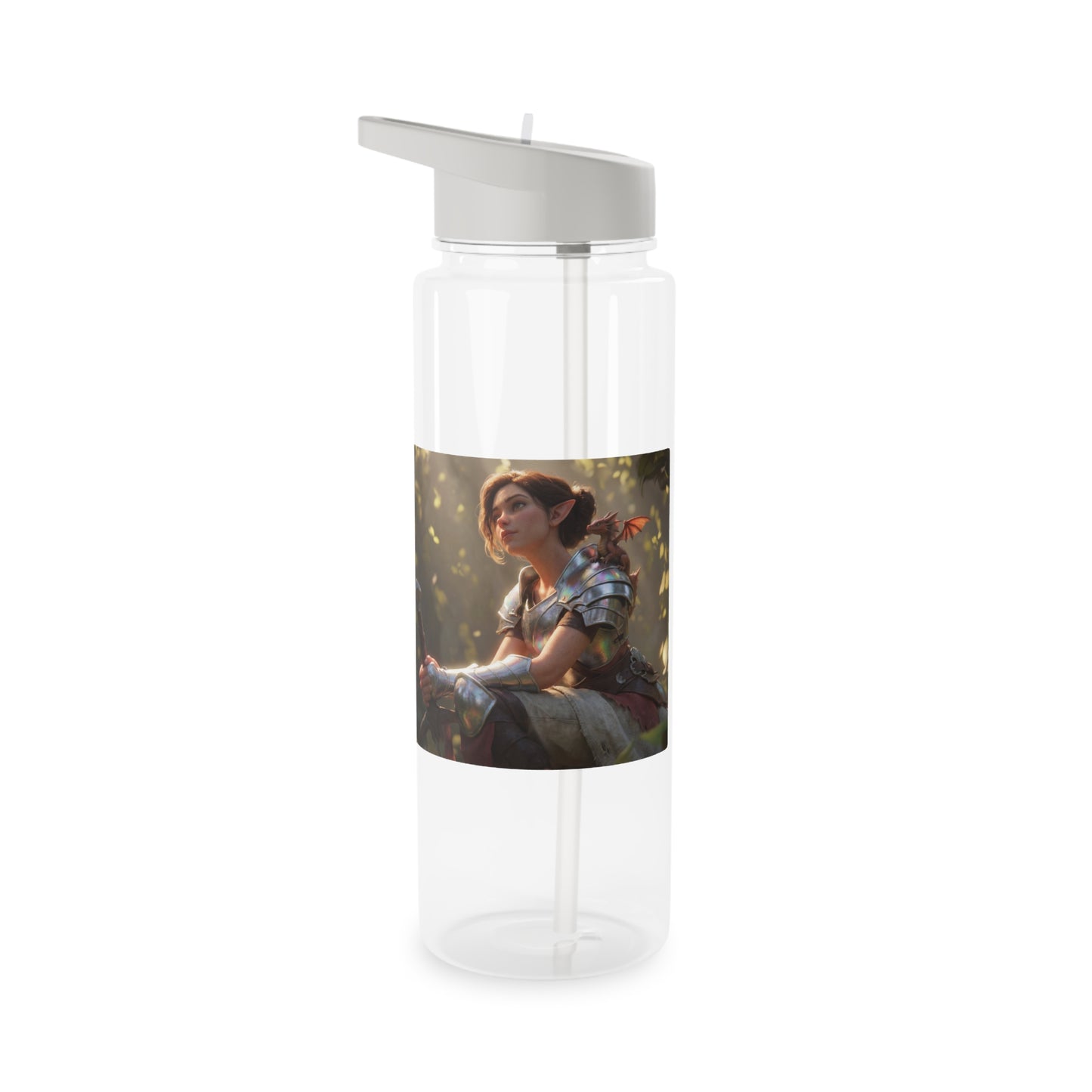 Elven Sentinel with Dragon Companion Tritan Water Bottle – Sunlit Grove Guardian
