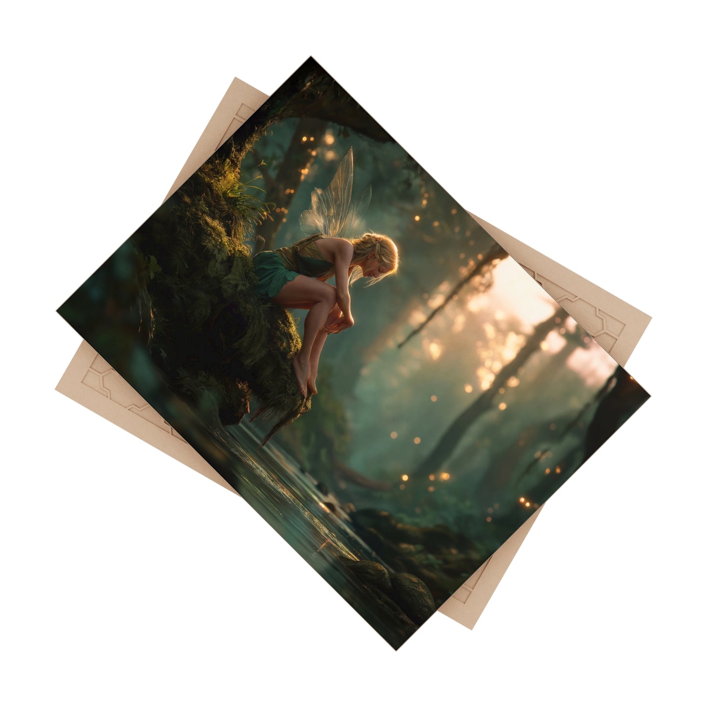Willow Glade Fairy Ceramic Photo Tile – Golden Hour Solitude