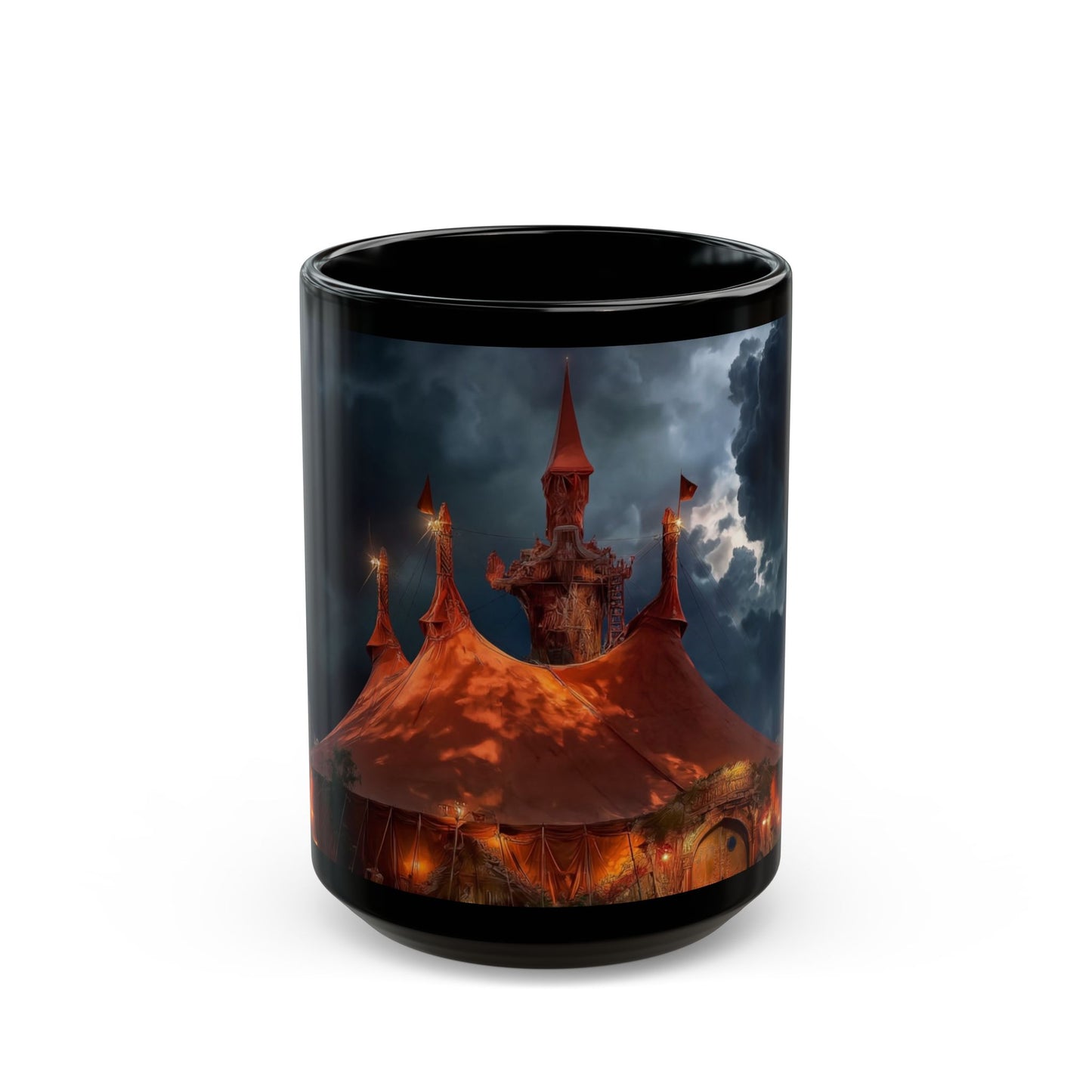 Crimson Circus Tent Mug – Midnight Carnival Dreamscape