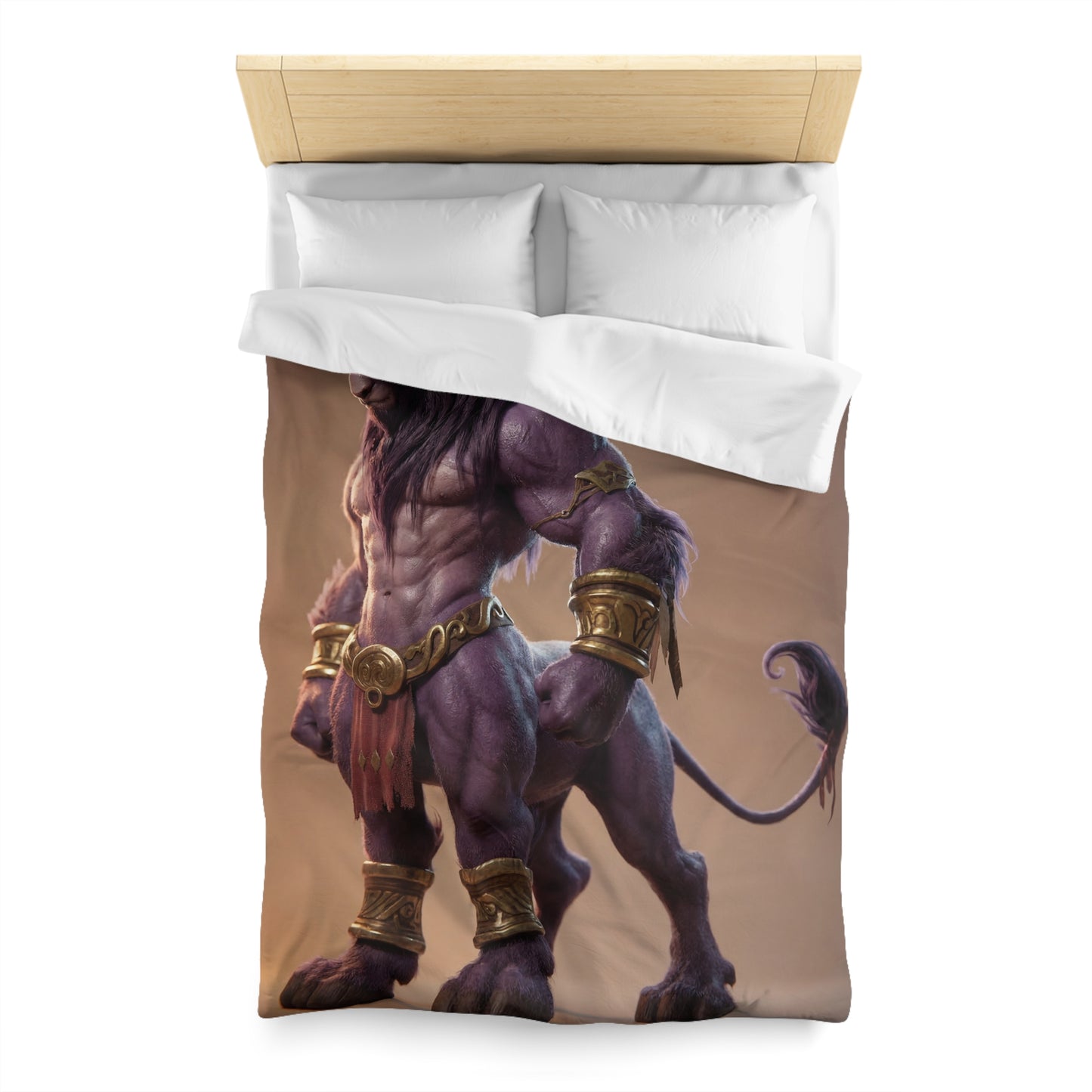 Purple Bull Sentinel Microfiber Duvet Cover – Regal Warrior of the Golden Dawn