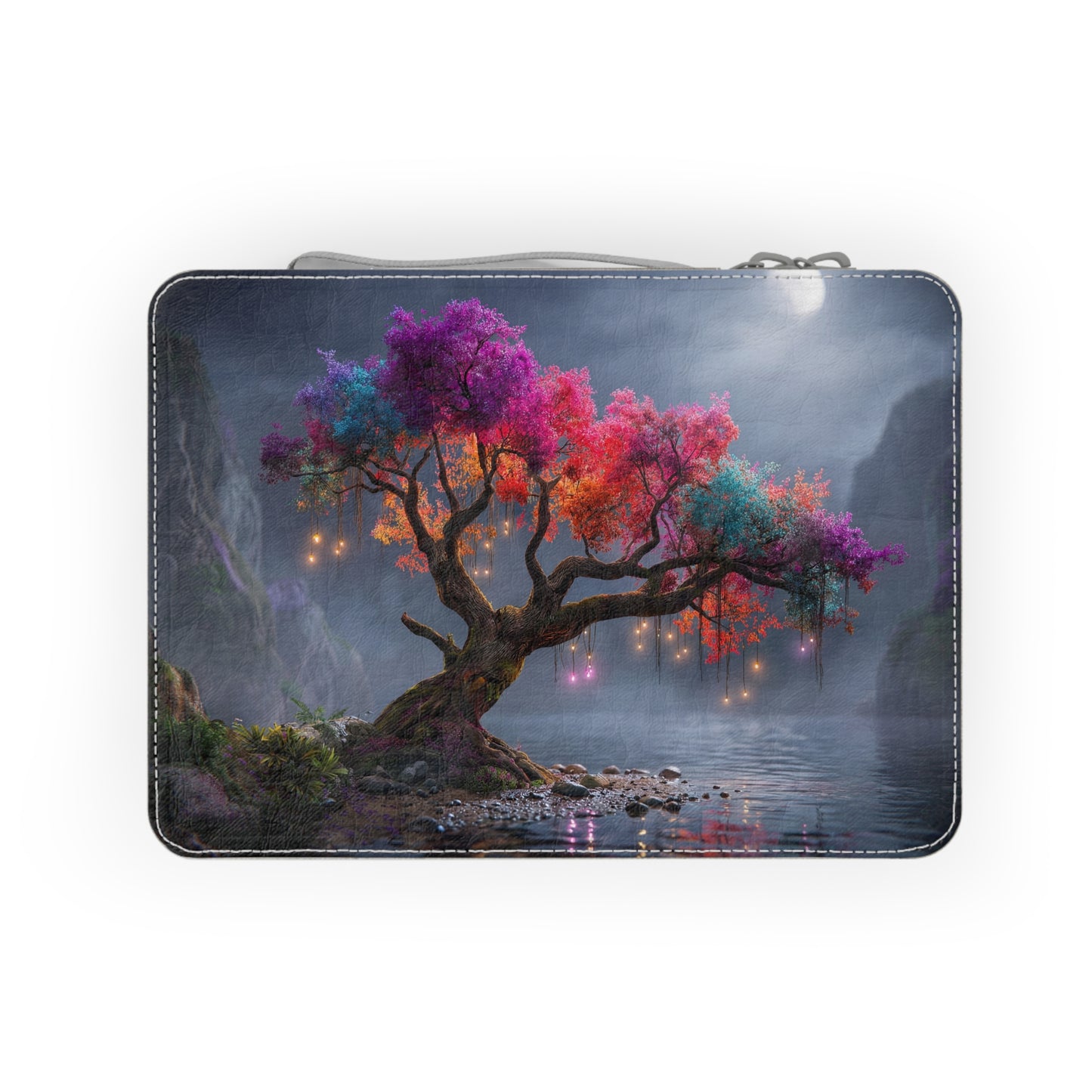 Prismatic Canopy Paper Lunch Bag – Rainbow Tree Moonlit Lake Scene