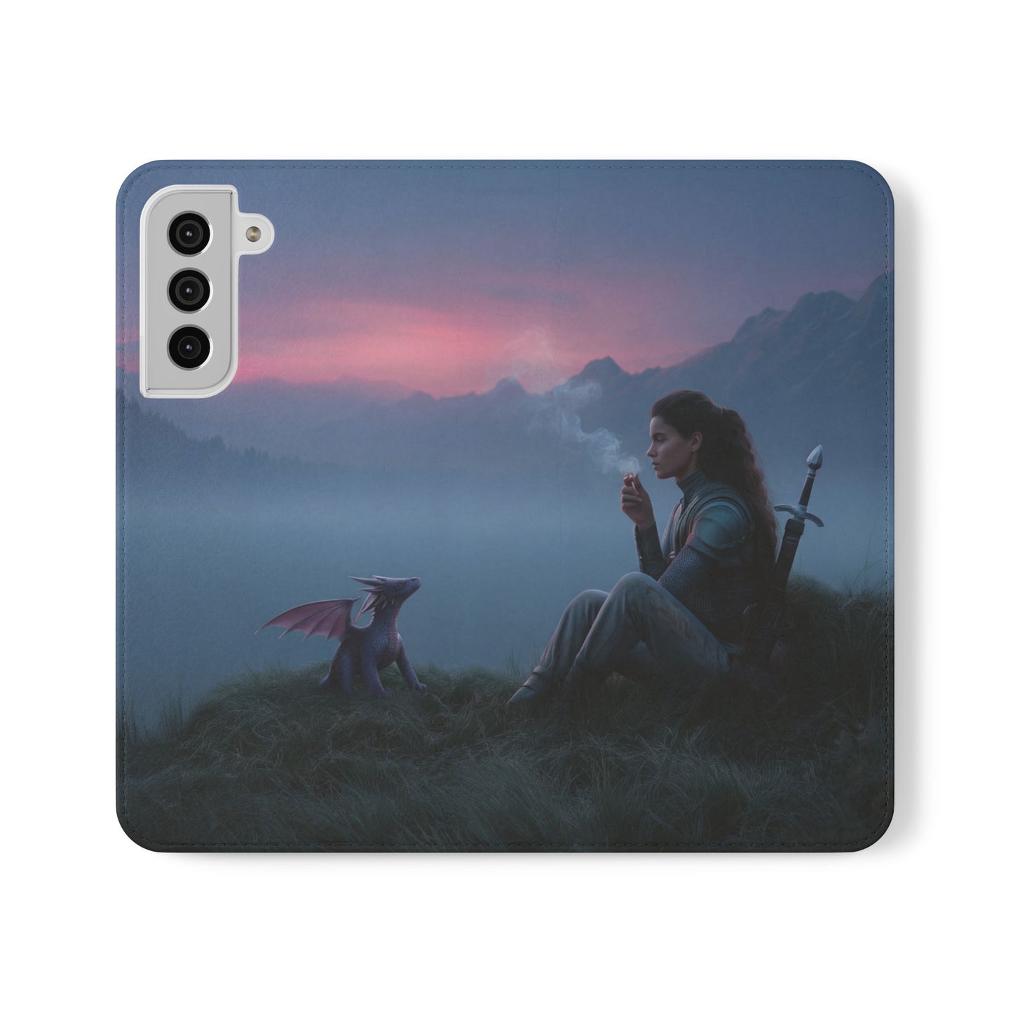 Silent Guardian Flip Cases – Misty Dawn Warrior and Dragon Companion