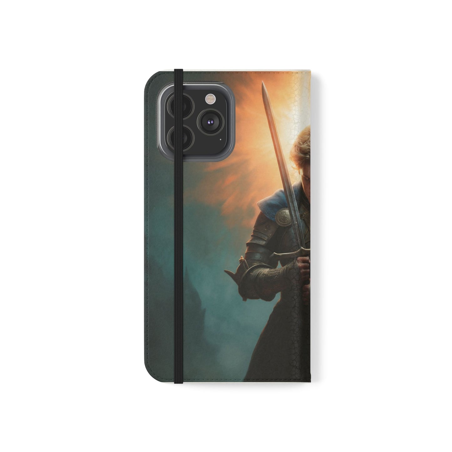 Dawn-Forged Knight Flip Cases – Radiant Armor Against Misty Skies