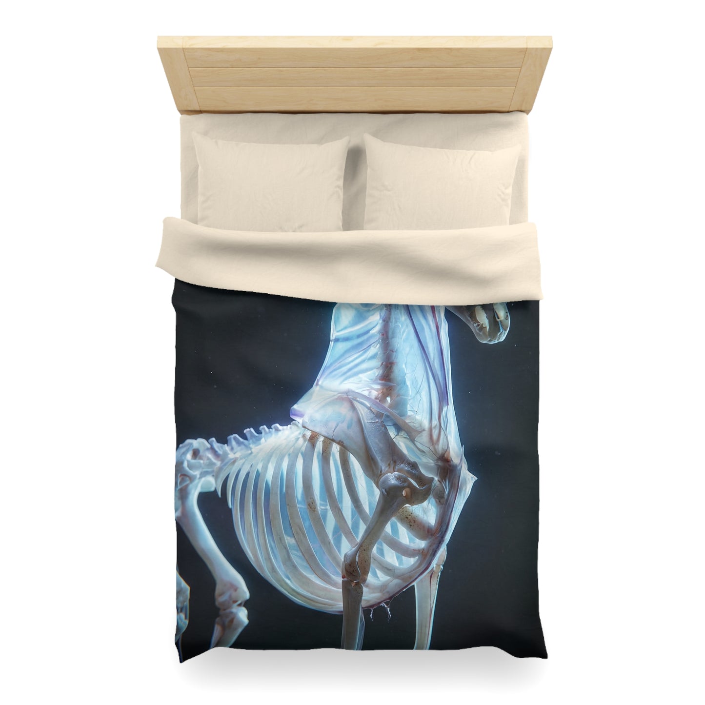 Celestial Unicorn Skeleton Duvet Cover – Ethereal Bone Dreamscape