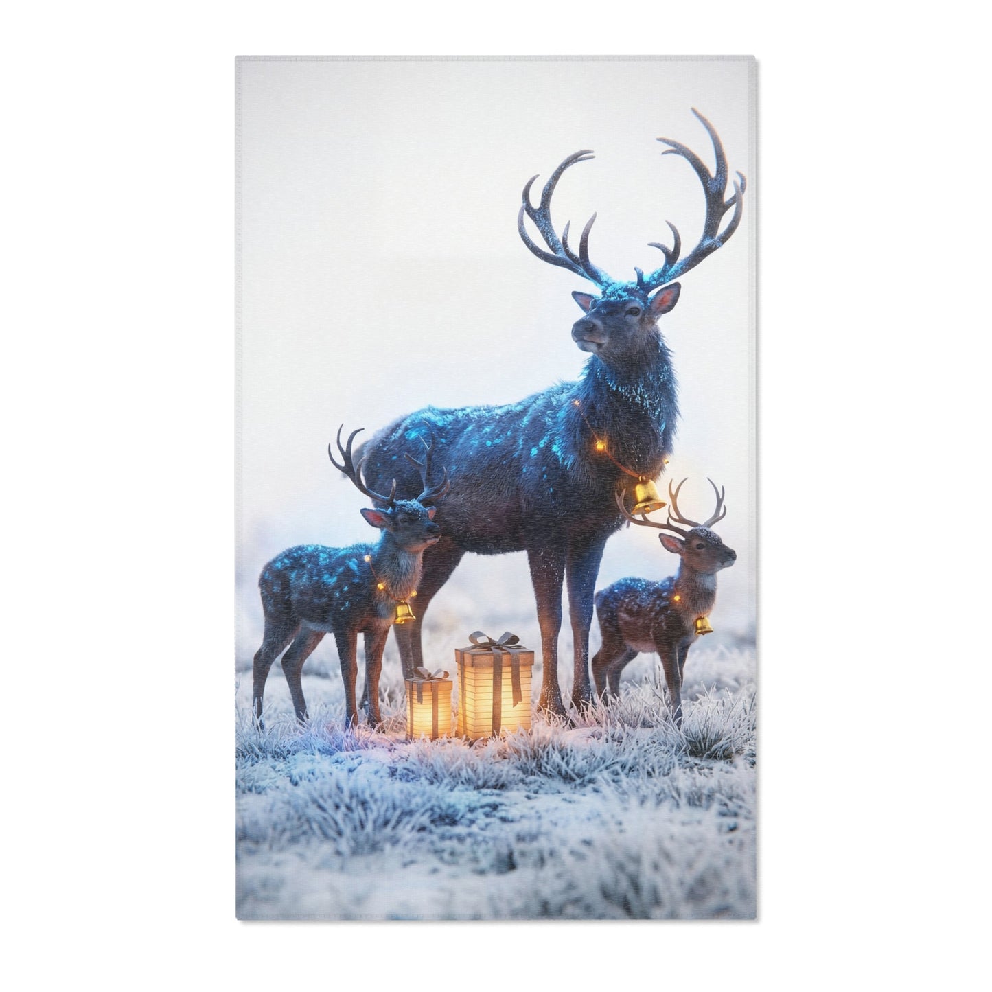 Frostbound Deer Family Area Rug – Whispering Winter Giftscape