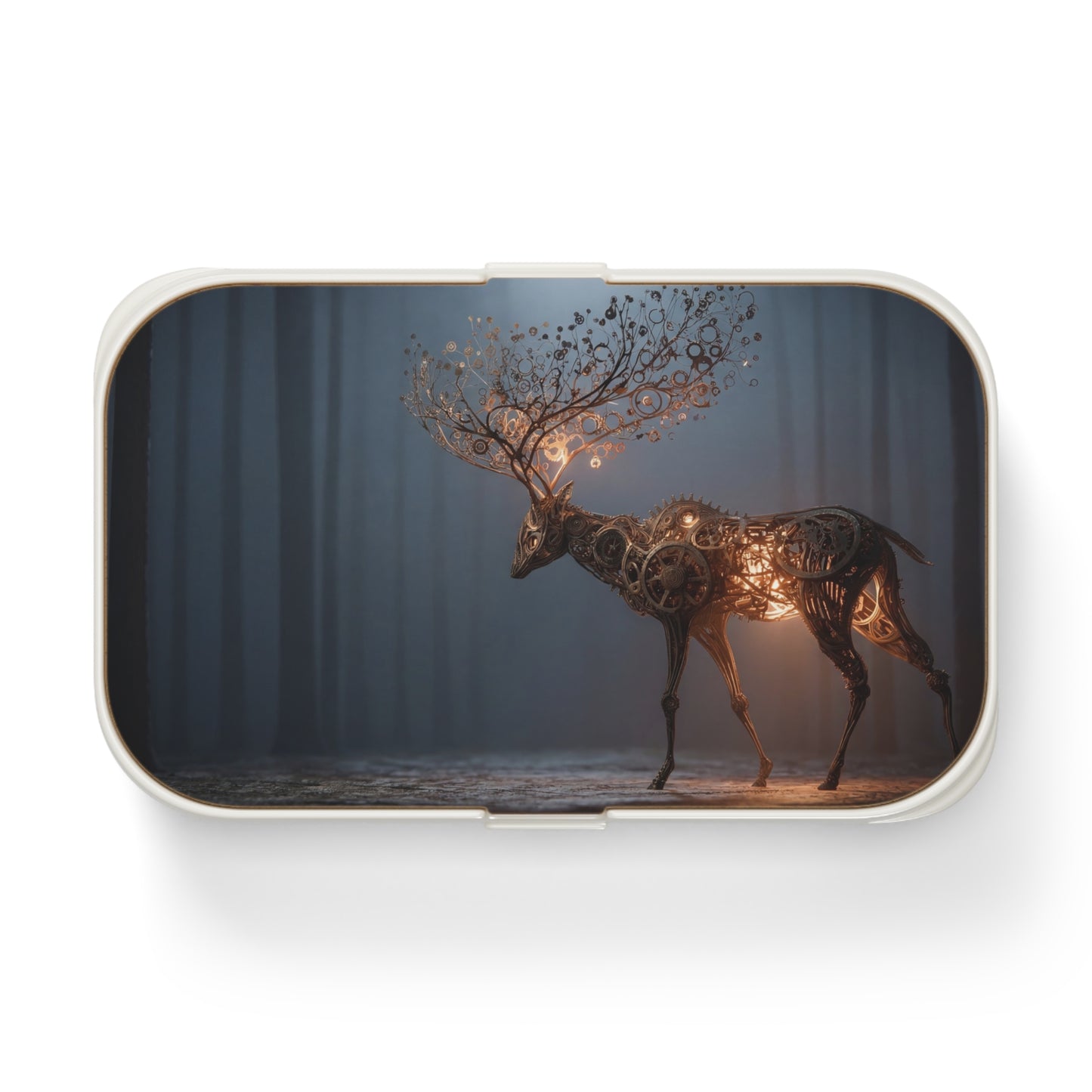 Steampunk Deer Bento Lunch Box – Gilded Gearheart in the Mist