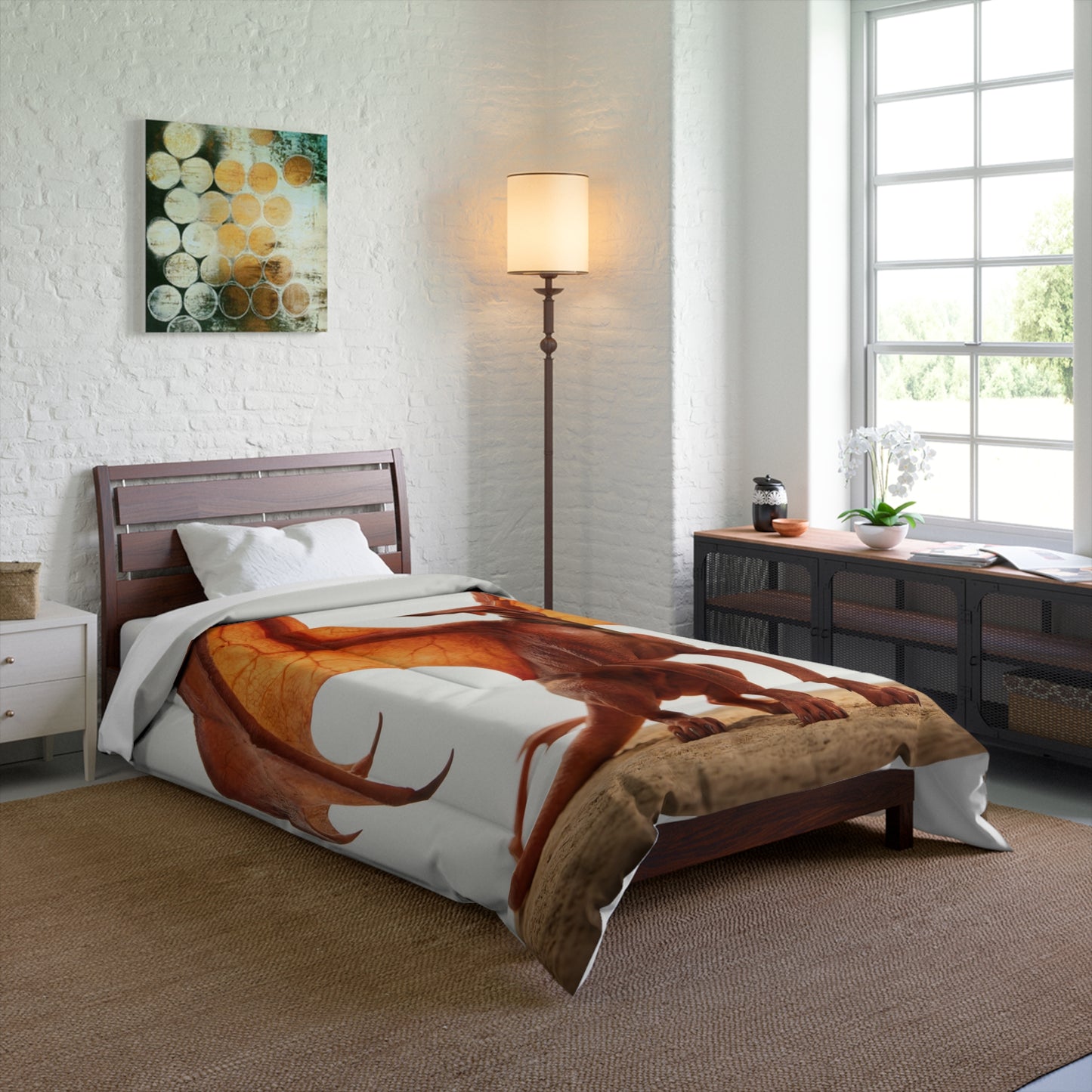 Winged Hound Comforter – Sunset Ember Guardian