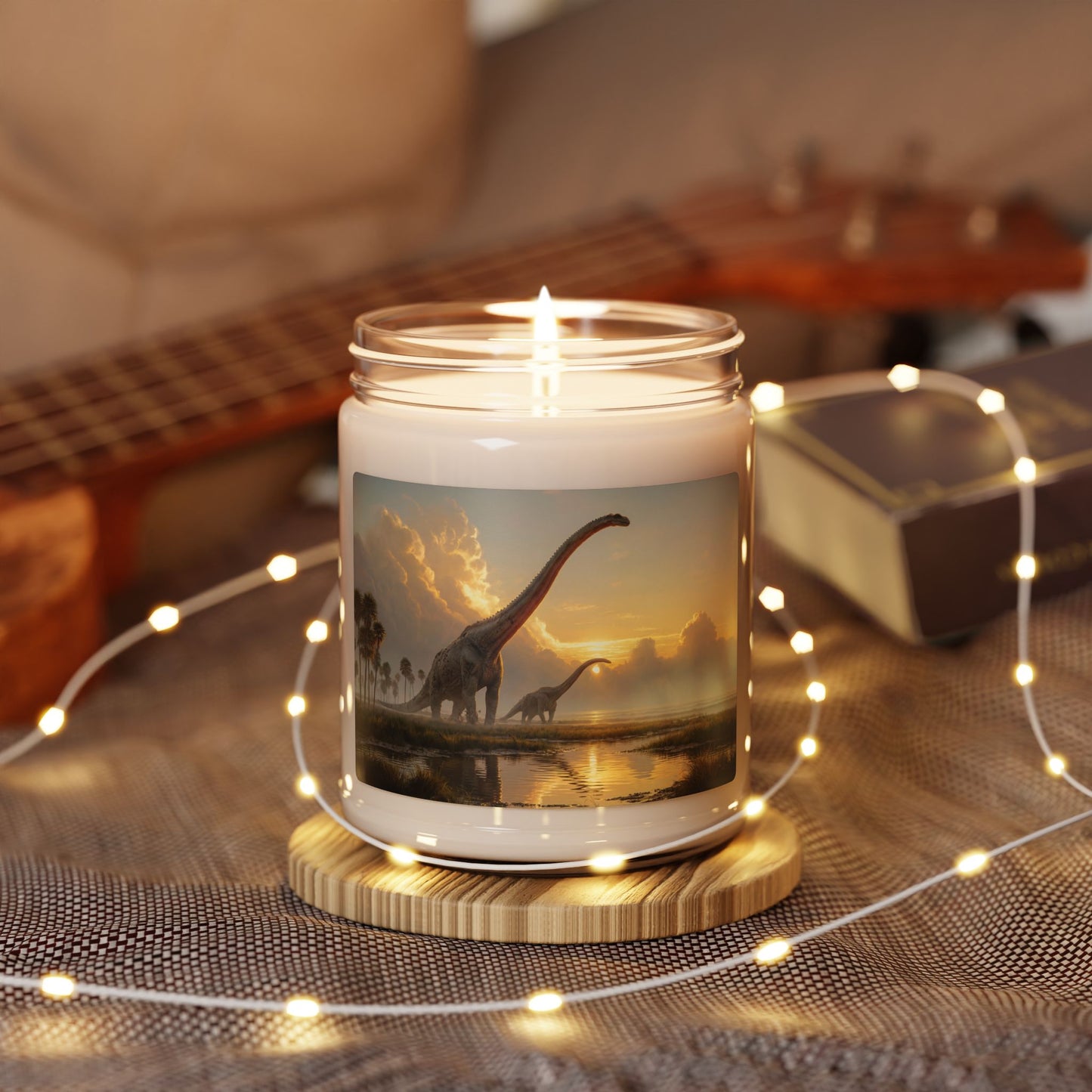 Dinosaur Sunset Scented Soy Candle, 9oz – Amber Mist & Prehistoric Warmth