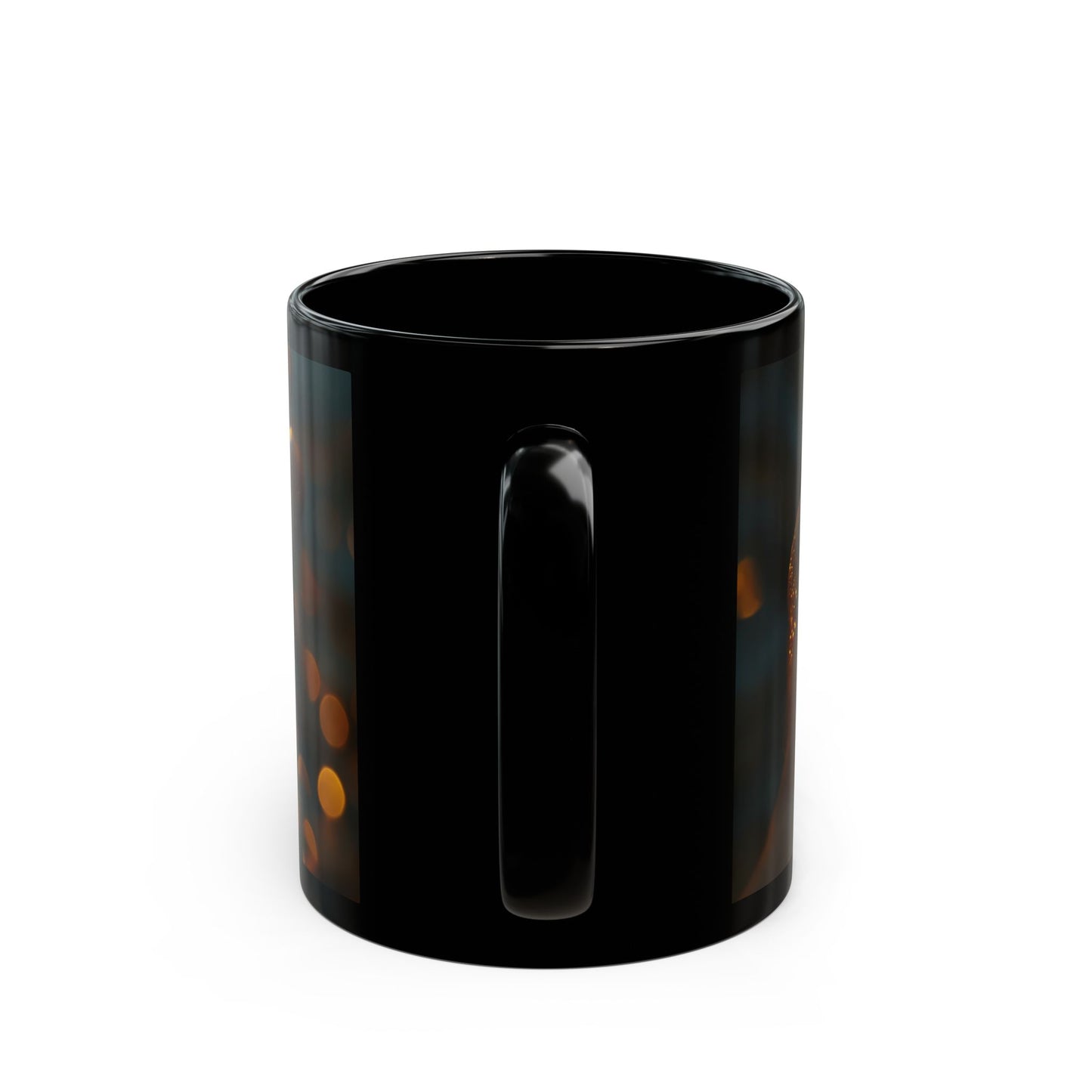 Glowing Star in Hand Black Mug – Warmth of a Held Wish