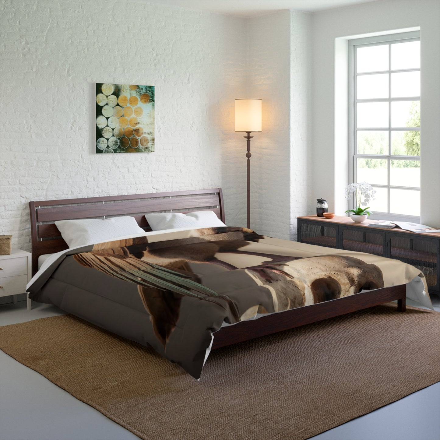Winged Siamese Cat Comforter – Sunlit Sentinel of Ancient Stones