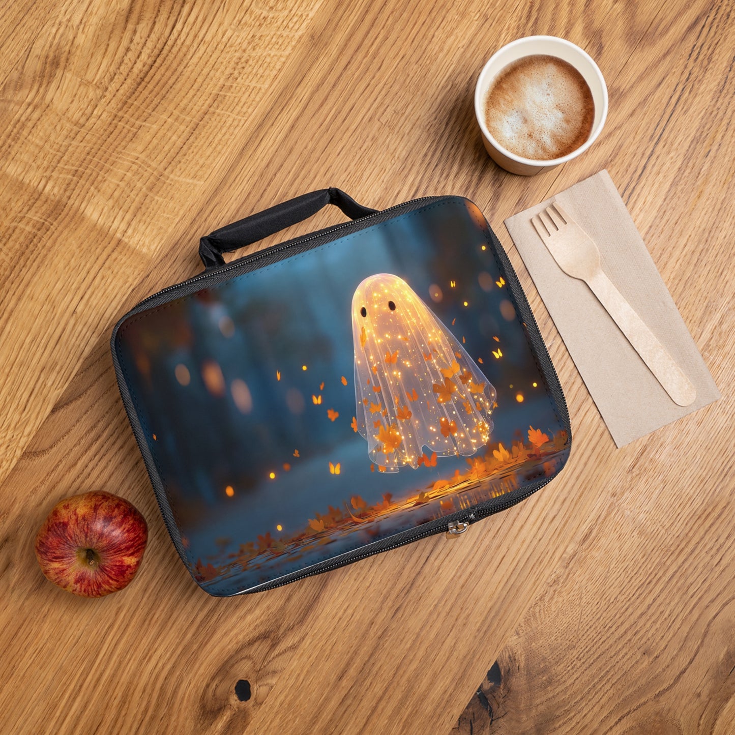 Autumn Ghost Lunch Bag – Whimsical Glow in the Foliage