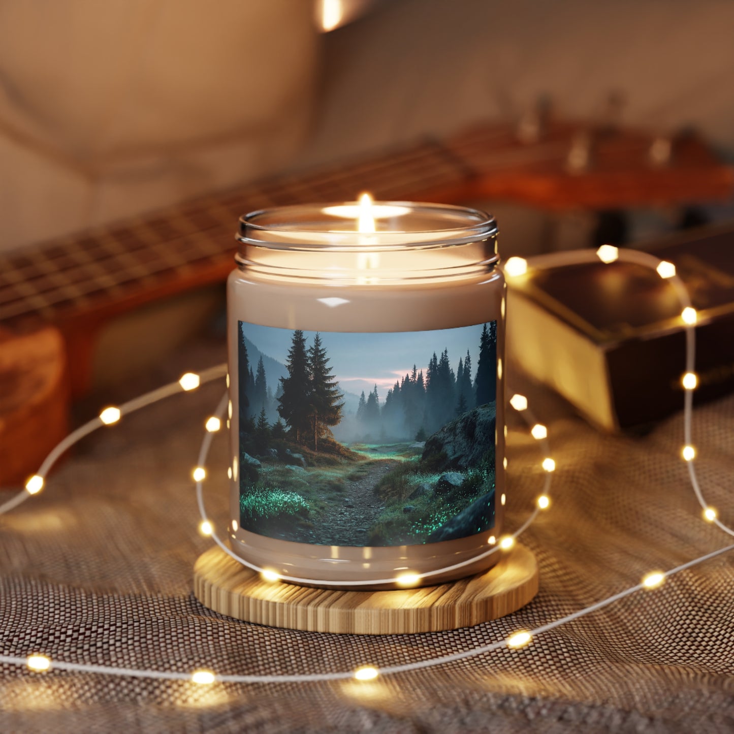 Twilight Glade Scented Soy Candles with White Lid, 9oz – Bioluminescent Forest Pathway