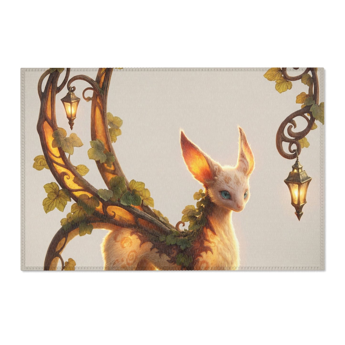 Whimsical Lantern Arch Rug – Golden Twilight Guardian
