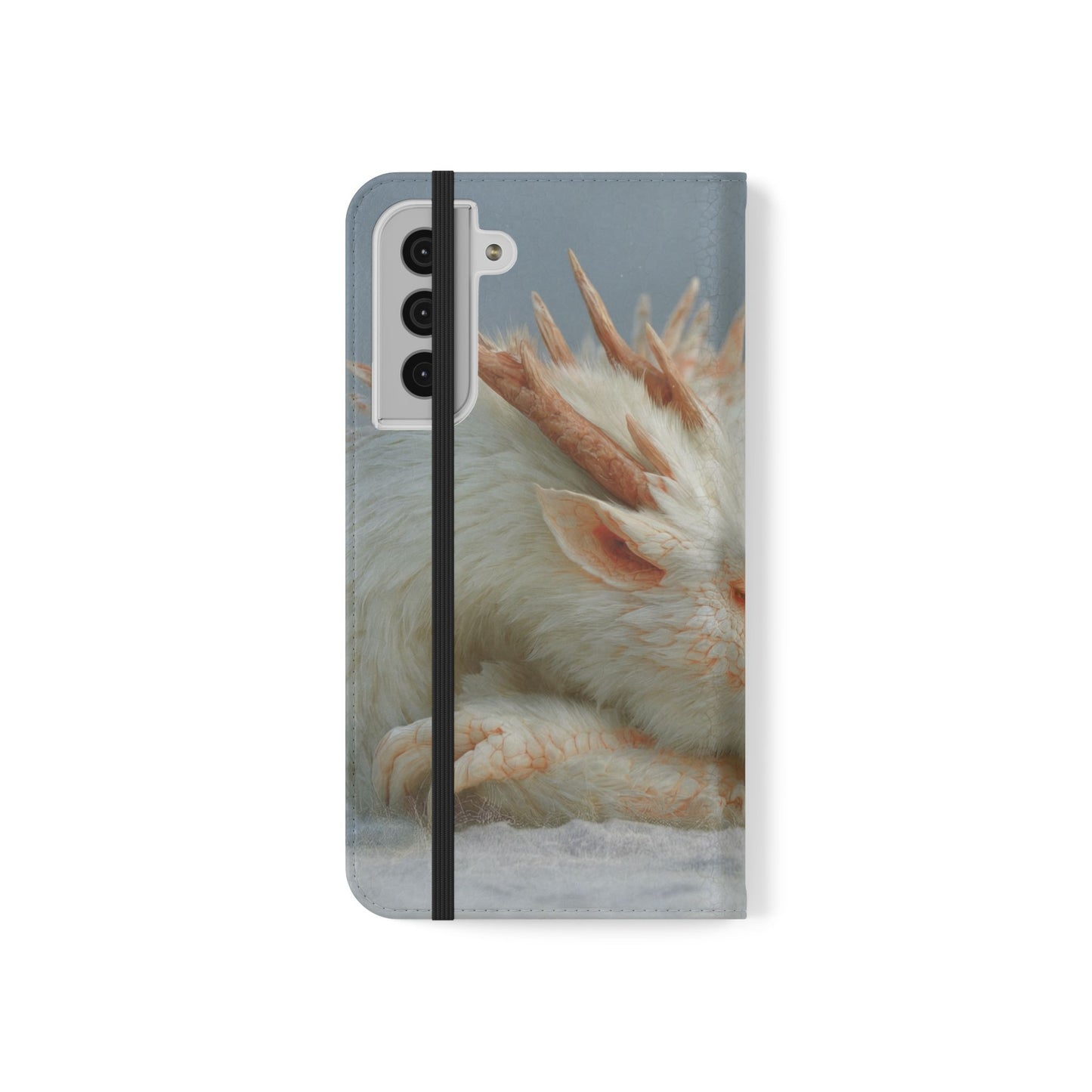 Sleeping Child and Dragon Flip Cases – Snowy Guardian Embrace