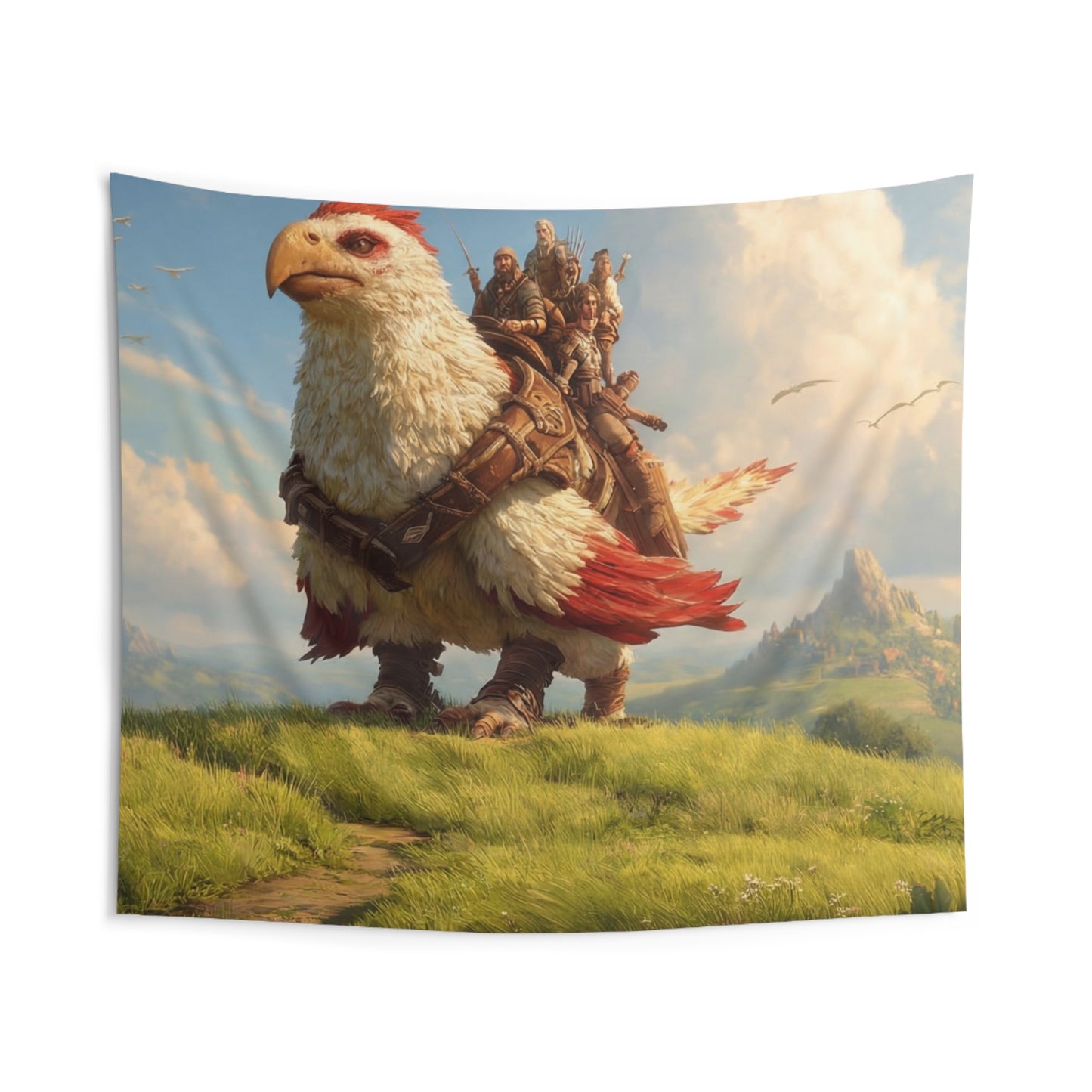 Skyborne Eagle Riders Indoor Wall Tapestries – Crested Majesty Over Sunlit Peaks