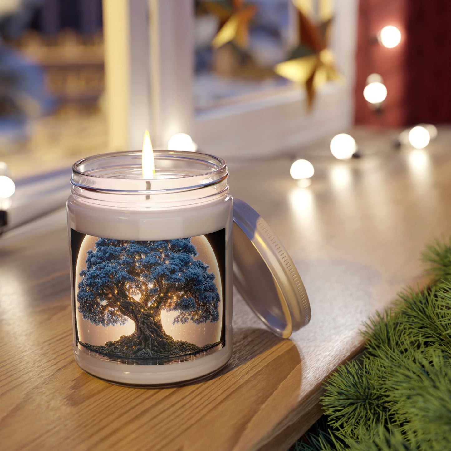 Moonlit Oracle Tree Scented Soy Candles with White Lid, 9oz – Whispering Wisdom Under the Glow
