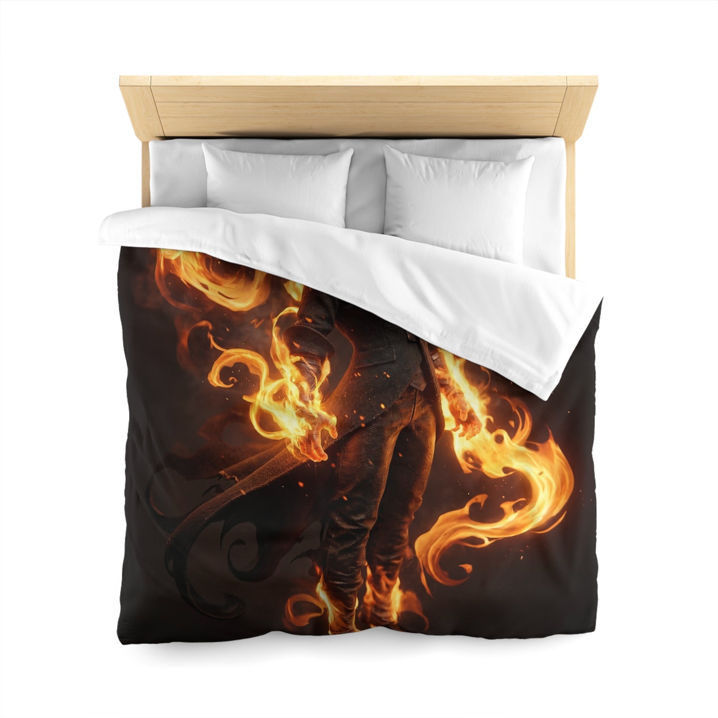 Fiery Sentinel Microfiber Duvet Cover – Embers of the Crimson Knight