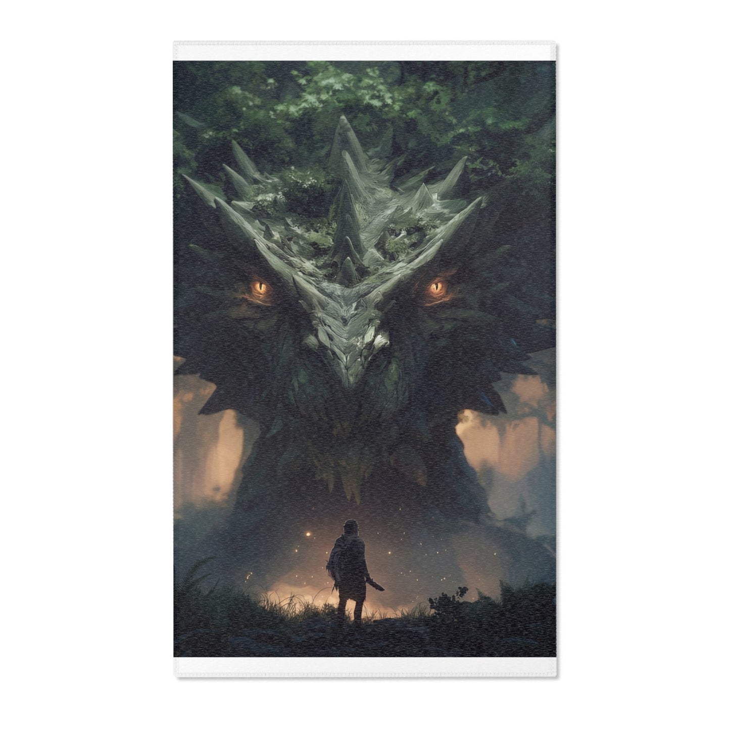 Ancient Dragon Sentinel Area Rugs – Forest Guardian Twilight