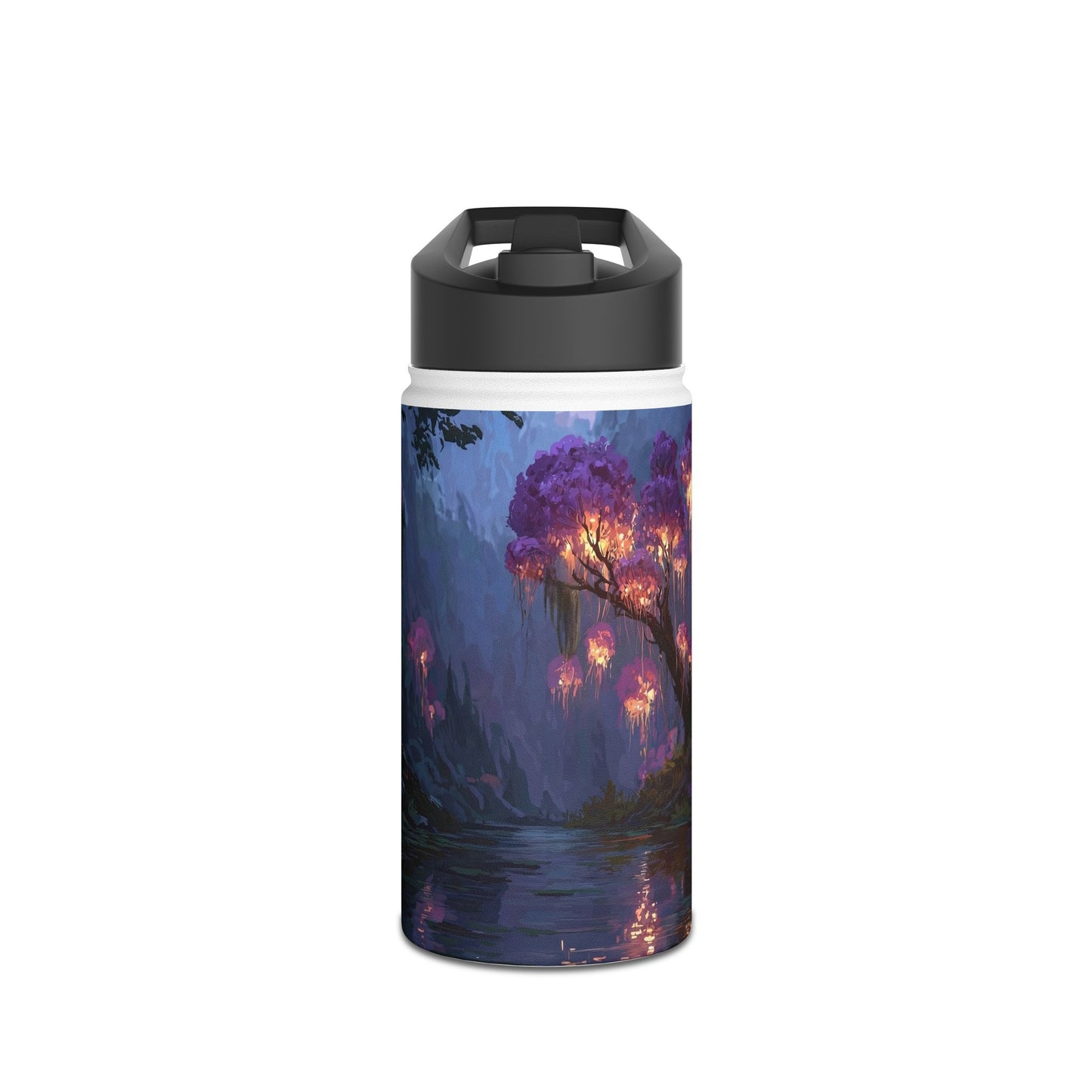 Bioluminescent Grove Stainless Steel Water Bottle – Twilight’s Whispering River
