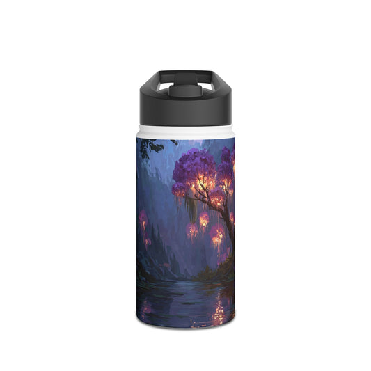 Bioluminescent Grove Stainless Steel Water Bottle – Twilight’s Whispering River